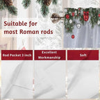 Christmas Curtain Valances for Windows, Kitchen Valance Window Treatment, Winter Xmas Balls Pine Branches Wooden Grain Light Filtering Block Curtains for Bathroom/Bedroom/Living Room 42'' x 18''