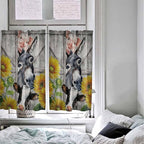 Farmhouse Tier Curtains 45 Inches Long, Vintage Sunflowers Animals Printed Wood Grain Window Treatment Curtain Drapes, Small Curtain Drapes for Bathroom Laundry Room, 27.5"x45", 2 Panels