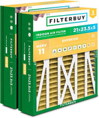 Filterbuy 21x23.5x5 Air Filter MERV 11 Superior Pet & Allergy Defense (2-Pack), Pleated HVAC AC Furnace Filters for Trane Perfect Fit & American Standard (Actual Size: 20.00 x 23.09 x 4.97)