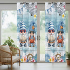 Ocean Gnome Outdoor Curtains for Patio Summer Marine Plumeria Shell Wood Blue Waterproof Outside Curtains with Grommet Top Weatherproof Curtain for Cabana Pergola Gazebo, 1 Panel, 54" W x 84" L