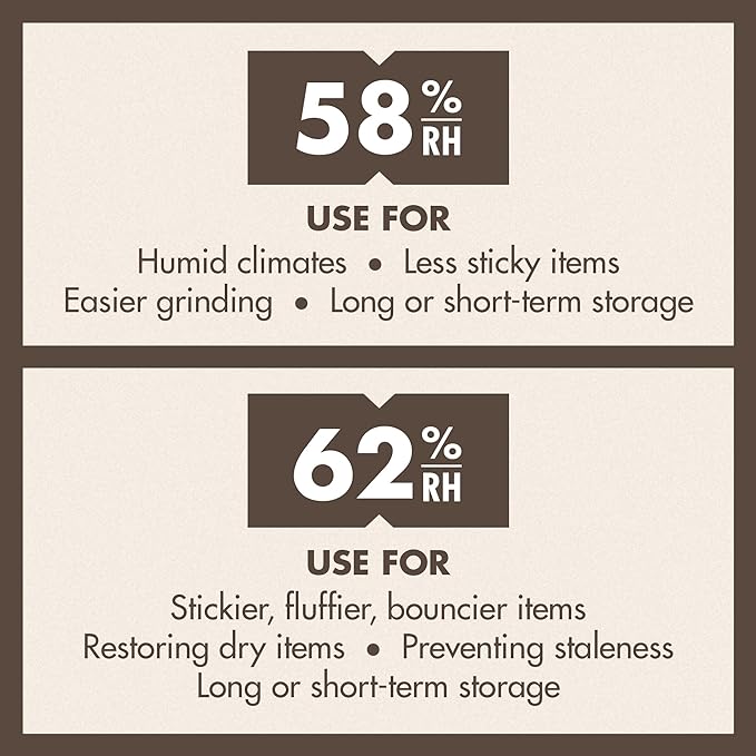 Boveda 62% Two-Way Humidity Control Packs for Storing 1 lb – Size 67 – 12 Pack – Moisture Absorbers for Storage Containers – Humidifier Packs – Individually Wrapped Hydration Packets