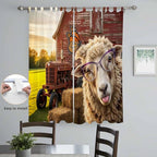 Farm Sheep Living Room Curtains 96 Inch Length, Window Curtains Tab Top, Farmhouse Barn Funny Animals Butterfly Light Filtering Window Treatments Drapes 52"x96" 2 Panel