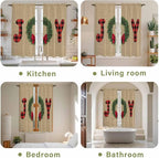 Red Green Christmas Window Curtains 63 Inch Long 2 Panel Set, Rod Pocket Bedroom Curtains & Drapes, Xmas Botanical Winter Farmhouse Light Filtering Window Treatment for Living Room 42"W x 63"L