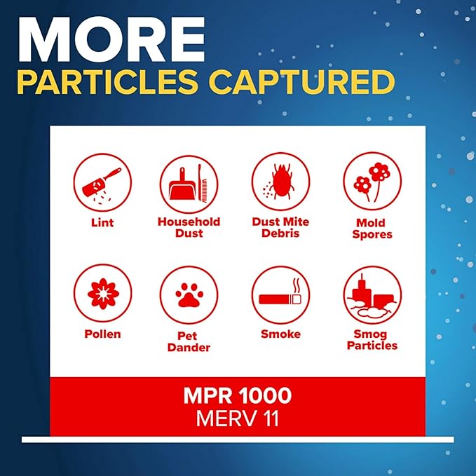 Filtrete 18x24x1 AC Furnace Air Filter, MERV 11, MPR 1000, Micro Allergen Defense, 3-Month Pleated 1-Inch Electrostatic Air Cleaning Filter, 6 Pack (Actual Size 17.81x23.81x0.81 in)