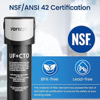 Vortopt Replacement Filter for Q5-UF & Q6-UF Under Sink Water Filter - 19K Gallons NSF/ANSI 42 Certified Water Filter System, 0.01μm Filtration Reduces Baçtёria, Lead, Chlorine, Bad Taste & Odor
