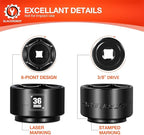 BLACKROBOT 36mm Low Profile Oil Filter Socket, 3/8" Drive 6-Point Oil Filter Cap Remover and Installer Tool, Chrome Vanadium Steel
