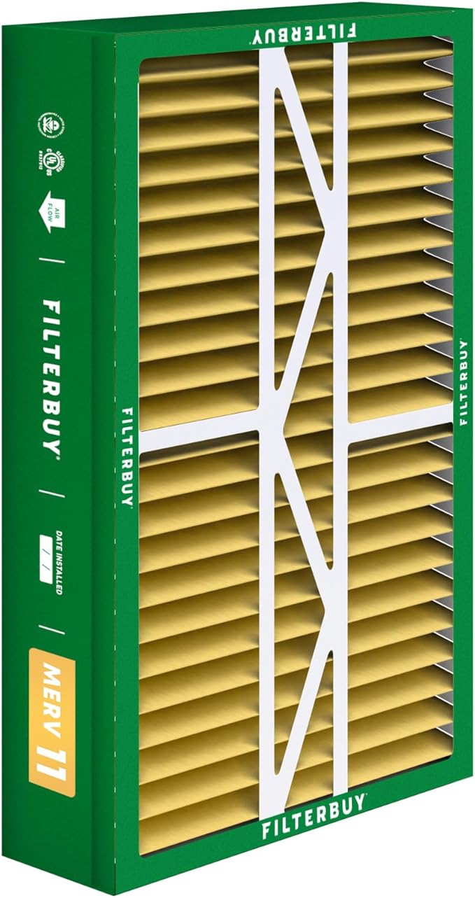 Filterbuy 17.5x27x5 Air Filter MERV 11 Superior Pet & Allergy Defense (3-Pack), Pleated HVAC AC Furnace Filters for Trane Perfect Fit & American Standard (Actual Size: 17.13 x 26.13 x 4.97)
