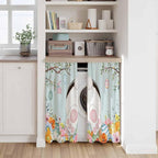 Easter Bunny Kitchen Curtains 45 Inch Long 2 Panel Set,Rod Pocket Window Treatment,Easter Eggs Spring Farmhouse Wood Grain Teal Blue Light Filtering Short Curtains & Drapes Laundry 52"W x 45"L