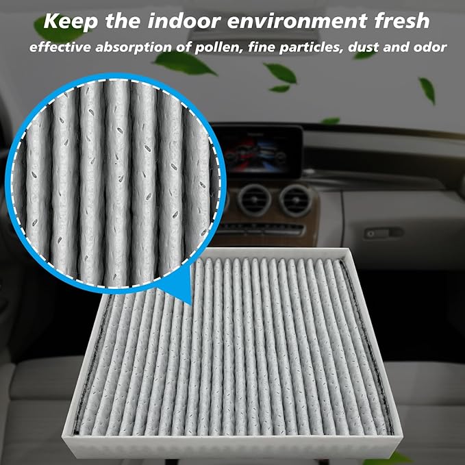 for Cabin Air Filter JM310 Fits for 2018-23 Kona, 2022-23 Kona N, 2016-21 Tucson, 2019-21 Veloster, 2020-25 Venue, 2021-25 Seltos, 2020-25 Soul, 97133-D1000, 97133-D3000 (1 PCS)