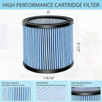 Shop-Vac High Performance 90304/90344 Cartridge Filter, Fits most 5-16 Gallon Shop-Vac Wet/Dry Vacuums, High Efficiency Filtration Paper, Washable and Reusable, 1 Pack