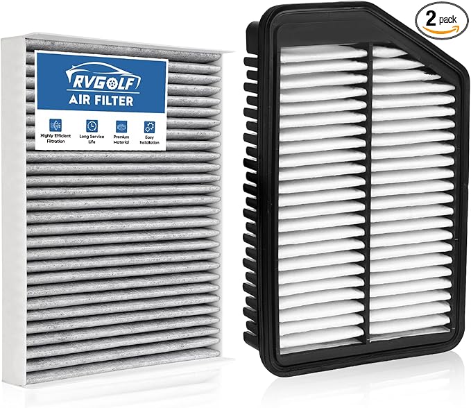 Engine+Cabin Air Filters Set Fit for 2011-2016 Hyundai Elantra 1.8L, 2014-2017 Elantra Gt L4 2.0L, 2014-2018 Kia Forte5 2.0L Engine Air Filter Replacement Accessories CF10728 28113-3X000