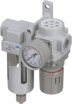 PneumaticPlus SAU320-N03G Compressed Air Filter Regulator Combo 3/8" NPT - Poly Bowl, Manual Drain, Bracket, Gauge