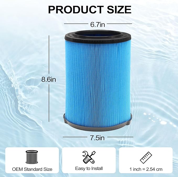 2 Pack Replacement VF5000 Filter for Ridgid Shop Vac Filter 5-20 Gallon, 3-Layer Wet/Dry Rigid Shop Vac Filters Compatible with WD06700 WD0671 WD0970EX0 WD0970M0 WD1270 WD1450
