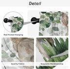 Easter Kitchen Curtains, Country Rabbit Botanical Leaves Wooden Grain Light Filtering Window Curtain Panels, 2Pcs Rod Pocket Window Treatments Set for Living Room Bathroom Bedroom 52x72 Inches