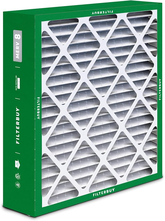 Filterbuy 20x25x6 Air Filter MERV 8 Essential Dust & Allergy Defense (2-Pack), Pleated HVAC AC Furnace Filters for AprilAire Space-Gard 201, 2200, 2250, & Lennox (Actual Size: 19.75 x 24.25 x 6.00)