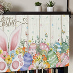 Happy Easter Curtain Valances for Windows, Kitchen Valance Window Treatment, Spring Colorful Eggs Rabbit Ear Feet Flowers Light Filtering Block Curtains for Bathroom/Bedroom/Living Room 42'' x 18''