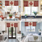 Canada Curtain Valances for Windows, Kitchen Valance Window Treatment, Red Maple Leaf Flag Vintage Farmhouse Wooden Grain Light Filtering Block Curtains for Bathroom/Bedroom/Living Room 54'' x 18''
