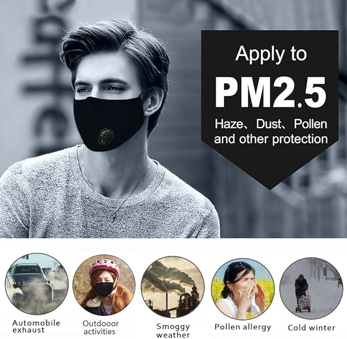 New 3D Cutting PM 2.5 Activated Carbon Filter Insert, 5 Layers Pm 2.5 Filter Replaceable Protective Filter to Anti Haze Dustproof Air Pollution Large Size (100)