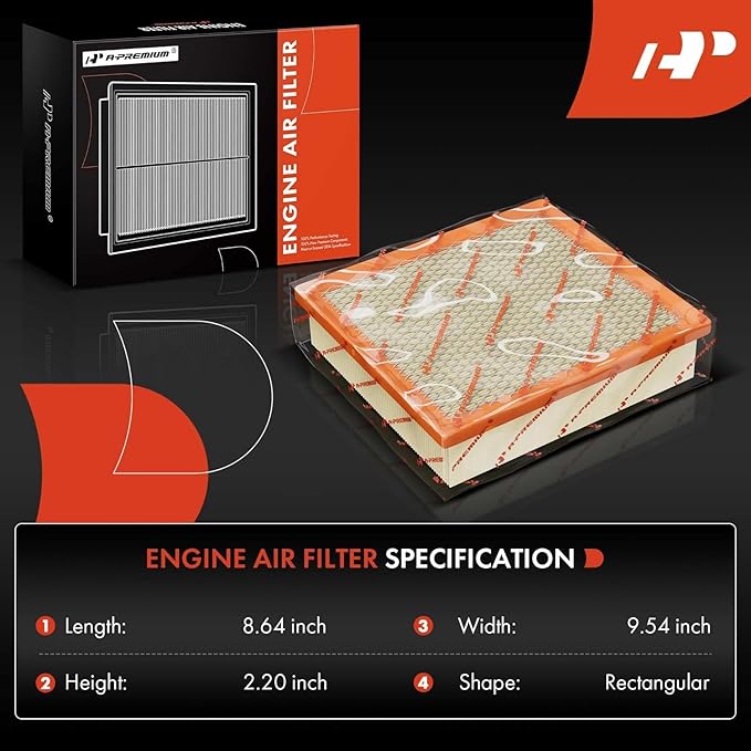 A-Premium Engine Air Filter Compatible with Toyota, Dodge, Jeep & Lexus Models - Camry, Highlander, Avalon, Sienna, Durango, Grand Cherokee, ES350, NX300, RX350 - Replace# 17801-0P050