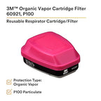 3M 60921 P100 Respirator Cartridge/Filter, NIOSH Approved, 1 Pair, OV/P100, Helps Protect Against Organic Vapors, Asbestos, Silica, and Particulates, Painting, Chemical Clean-up, Maintenance