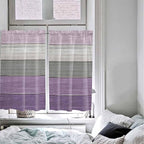 Country Wood Board Gray Purple Window Valance Curtains, Farmhouse Gradient Plank Light Filtering Kitchen Valance with 3-inch Rod Pocket for Living Room Bathroom Bedroom,2 Panel,42x54In