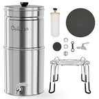 Culligan MaxClear 3 Gallon Gravity Water Filter System, Polished Stainless-Steel Countertop Water Filter NSF/ANSI Certified to Reduce Microplastics, Lead & Total PFAS, with 3 Ceramic Filters