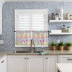 Colorful Easter Half Window Curtain 36 Inches Long, Spring Watercolor Bunny Egg Flower Wood Grain Window Treatment Curtain Drapes, Small Tier Curtains for Bathroom Over Sink, 27.5"x36", 2 Panels