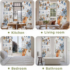Thanksgiving Pumpkin Window Curtains 72 Inch Long 2 Panel Set,Rod Pocket Long Curtains & Drapes,Fall Maple Leaf Daisy Wooden Grain Light Filtering Window Treatment for Bedroom Living Room 52"W x 72"L