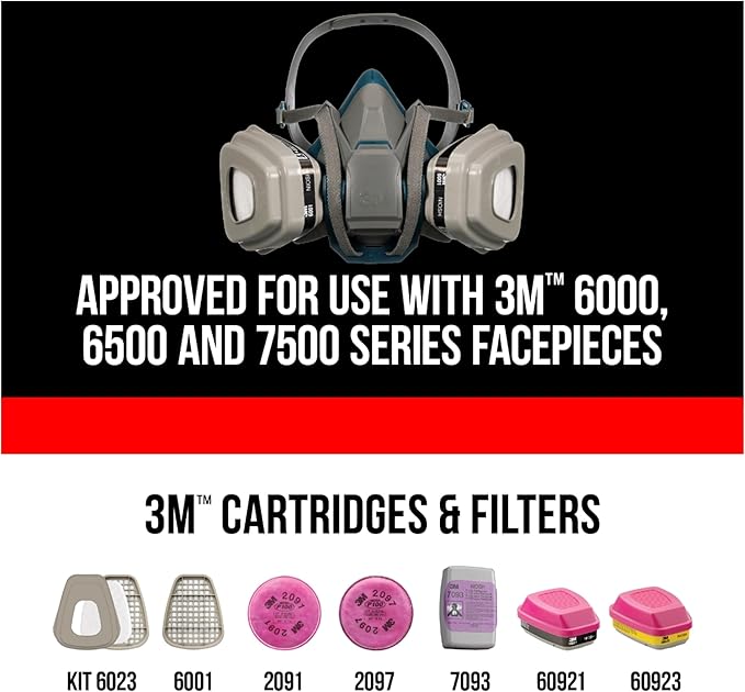 3M P100 Performance Filter 2091, 2 Pairs, Use With Any 3M Bayonet Mount Respirator, NIOSH-APPROVED P100 Filters, For Removal Of Mold, Lead Paint, & Working With Fiberglass Insulation (2091P2-DC)