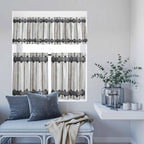 Farmhouse Rustic Kitchen Curtain Set, Vintage Country Wooden Grain Window Valance and Tiers 36" Length, Light Filtering Short Curtains Valance for Cafe Bathroom Bedroom 54"x18"