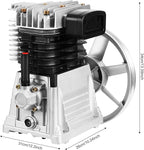 Air Compressor Pump Head, 3hp Air Compressor Pump-Head, 2200w Portable 66Gal/Min 10.24in Pulley Outer Diameter Aluminum Painting Transfer Pumps W/Air Filter Muffler, Extended Cylinder