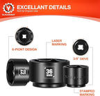 BLACKROBOT 5 Pieces 3/8” Drive Low Profile Oil Filter Socket Set, Metric Size 24mm, 27mm, 29mm, 32mm, 36mm, Chrome Vanadium Steel, 6 Point Design, Oil Filter Cap Remover and Installer Tool Set
