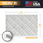 BNX TruFilter 20x30x1 Air Filter MERV 11 (4-Pack) - MADE IN USA - Allergen Defense Electrostatic Pleated Air Conditioner HVAC AC Furnace Filters for Allergies, Dust, Pet, Smoke, Allergy MPR 1200 FPR 7