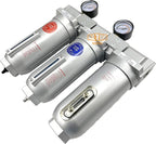 1" NPT SUPER DUTY Industrial Grade 3 Stages Filter Coalescing Desiccant Dryer System For Compressed Air Lines, Metal Bowls, Great For Paint Spray And Plasma Cutter (AUTO DRAIN)