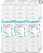Membrane Solutions Grooved Sediment Water Filter Cartridge (Pack of 6), 0.5 Micron Whole House Water Filter Universal Replacement 10"x2.5" for 10" RO Unit, Whole House Under-Sink Filtration System