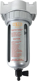 1/4" NPT Mini Particulate Filter/Water Trap For Air Compressor Compressed Air Lines, 5u With Poly Bowl And Metal Bowl Guard (MANUAL DRAIN)
