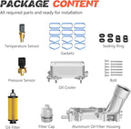 926-876 All Aluminum Engine Oil Filter Housing with Oil Cooler Sensors and Gaskets Fit for 2011-2016 Dodge Journey Charger Challenger Caravan Durango Avenger, Wrangler Grand Cherokee