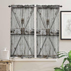 Vintage Gate Bedroom Curtains 63 Inches length, Farmhouse Wooden Grain Shabby Chic Door Window Treatment Curtain Drapes, Rod Pocket Curtain Panels for Living Room Kitchen, 42"x63", 2 Panels