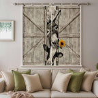Funny Farm Animals Living Room Curtains 84 Inch Length, Window Curtains Tab Top, Vintage Barn Brown Sunflowers Light Filtering Window Treatments Drapes 42"x84" 2 Panel