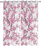 Cherry Flowers Outdoor Curtains for Patio Spring Flower Vintage Watercolor Waterproof Outside Curtains with Grommet Top Weatherproof Curtain for Cabana Pergola Gazebo, 2 Pack, 54" W x 84" L