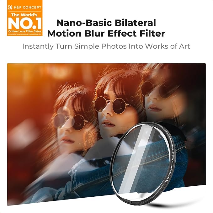 K&F CONCEPT 77mm Bilateral Blur Ghost Motion Filter Super Speed Effects for Camera Lens Clear Optical Glass with Cleaning Cloth