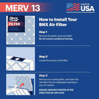 BNX TruFilter 14x25x1 MERV 13 (2-Pack) AC Furnace Air Filter - MADE IN USA - Electrostatic Pleated Air Conditioner HVAC AC Furnace Filters - Removes Pollen, Mold, Bacteria, Smoke