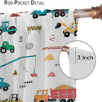 Construction Window Curtains, Kids Cartoon Construction Machines Building Hand Drawn Doodle Rod Pocket Decorative Windows Curtain for Children Teens Room Decor 63x63in (30% Blackout)
