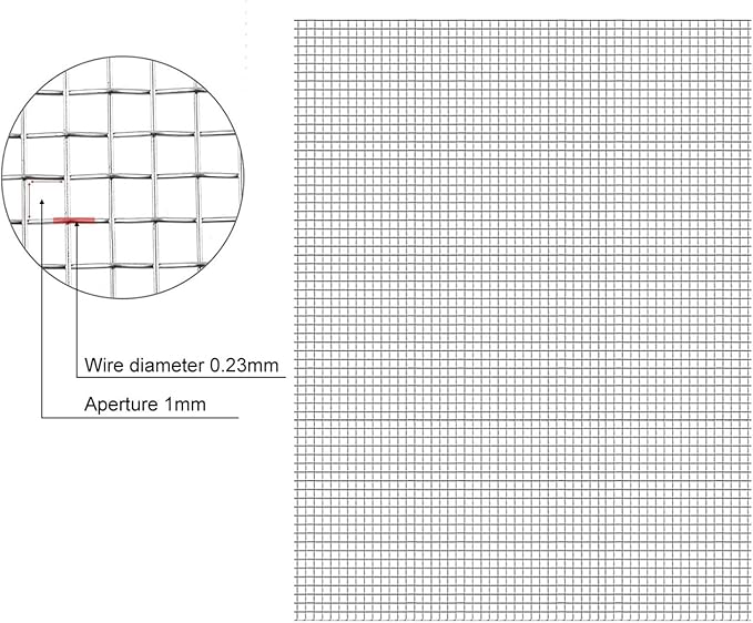 20 Mesh Stainless Steel Woven Wire, High-Density Ventilation Protecting Mesh, Rodent & Pest Proof Screen for Air Vents, Garden Enclosures, Window Screens, HVAC Filters