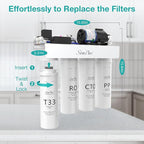 SimPure T1-100 Reverse Osmosis Water Filter, Near 0 TDS Reverse Osmosis System 7 Stage, NSF/ANSI 58 Certified, Under Sink RO Water Filtration System 100 GPD with Tank, Build in Pump, BPA Free