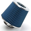 Rtunes Racing Universal Clamp-On Air Filter, Standard Cone, Dry Washable Design, Multiple Inlet Sizes (Blue, 3.25" Inch)