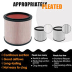 Fine Dust Replacement Filter for Vacmaster 5-20 Gallon/Hart Shop Vacuum 5-17 Gallon, Replaces Hart VCFS 3701 Filter/VCFF Filter, Fits most Shop-Vac/Craftsman Vacuum, with 2x Wet Foam Sleeve
