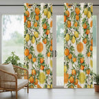Lemons Yellow Orange Summer Plant Linen Outdoor Curtains for Patio Waterproof Outside Curtains with Grommet Top Weatherproof Curtain for Cabana Pergola Gazebo, 2 Pack, 54" W x 95" L