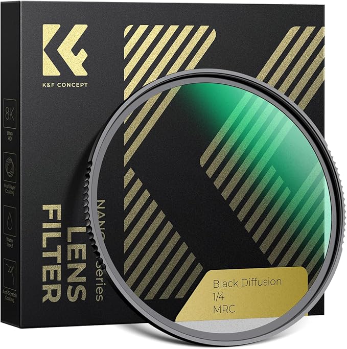 K&F CONCEPT 95mm Black Diffusion 1/4 Filter Mist Cinematic Effect Filter with 28 Multi-Layer Coatings Waterproof/Scratch Resistant for Video/Vlog/Portrait Photography