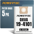 POWERTEC DXVA19-4101 Vacuum Bags 5 Pack for Dewalt DXV06P, DXV09P, DXV10P 6-10 Gal Dust Extractor, Replacement Shop Vac Bags, Dust Bag for Dewalt Wet Dry Shop Vacuum (75063V)